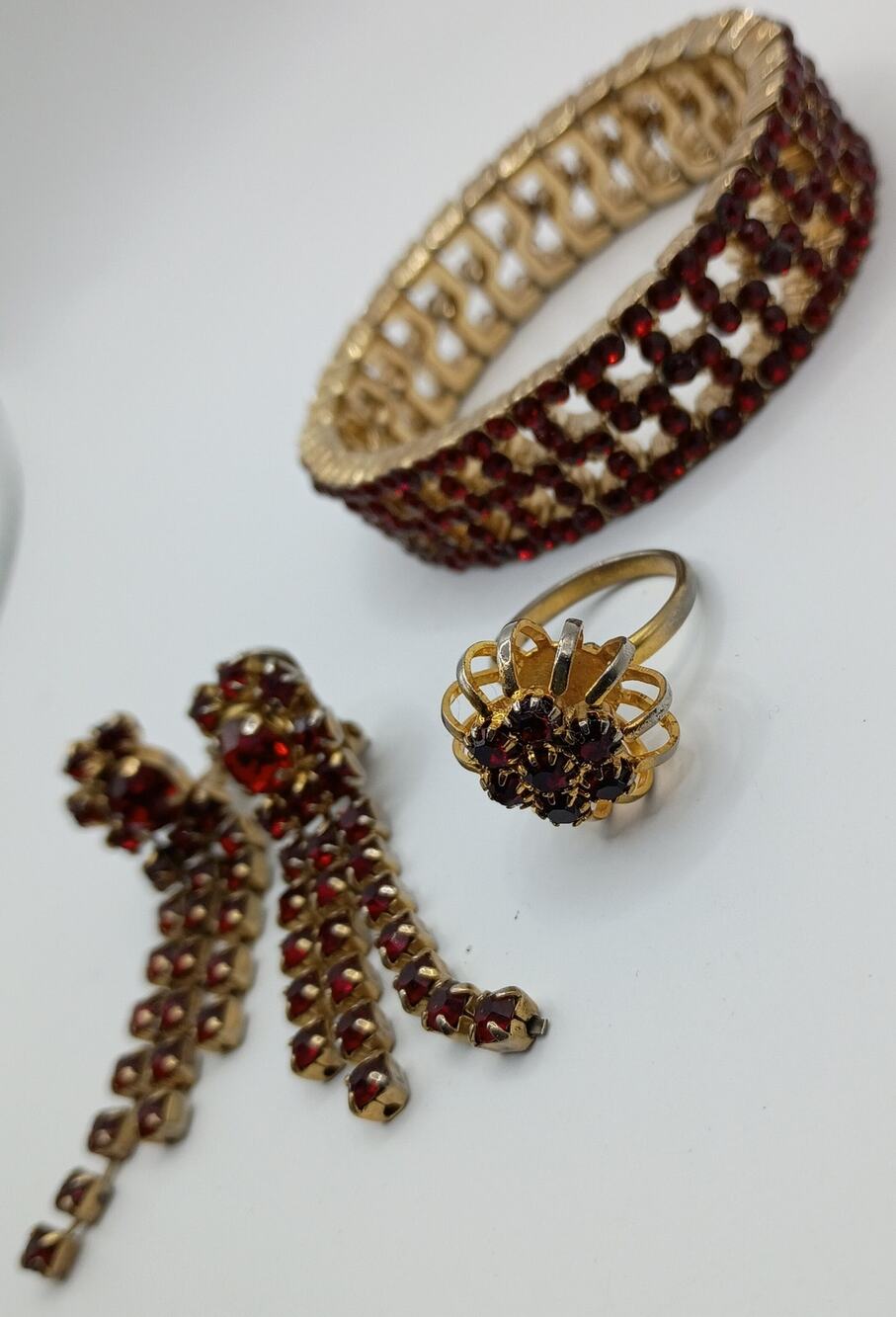 Vintage Ruby Red Rhinestone Jewelry Lot
